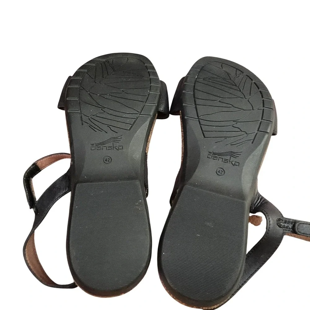 Dansko Rebekah Black Leather Wedge Slingback Sandals 42 EU 11.5-12 Orthopedic